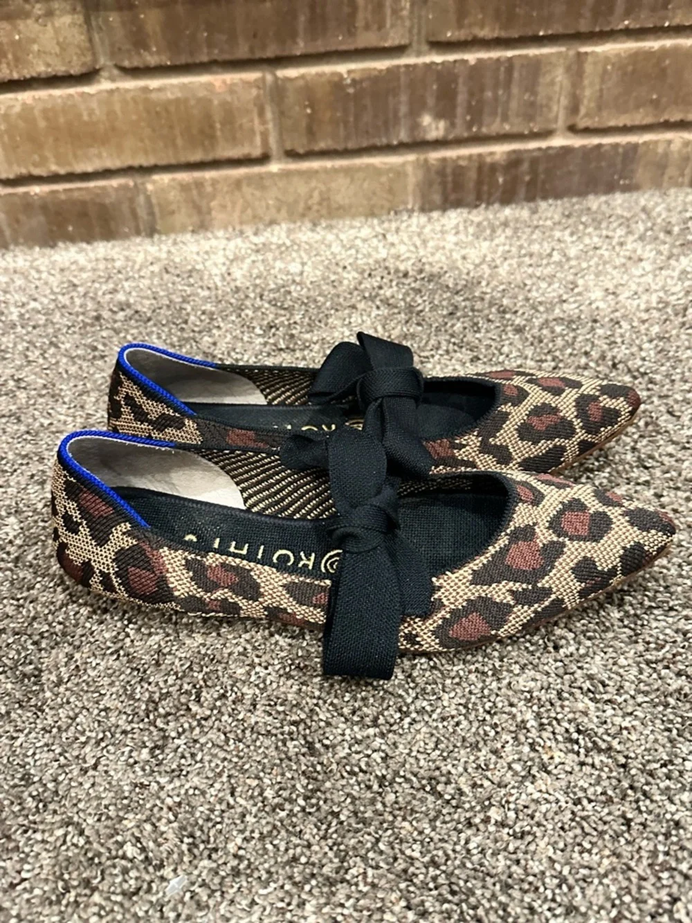 Rothy's The Point Leopard Print Bow Flats Size 8 • Chic Classic Preppy Coquette